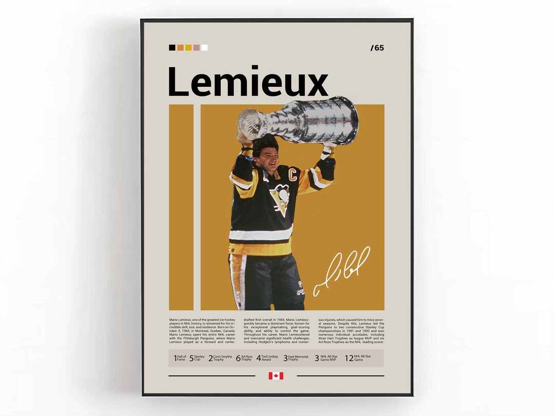 Mario Lemieux Poster, Pittsburgh Penguins Hockey Art, NHL Print ...