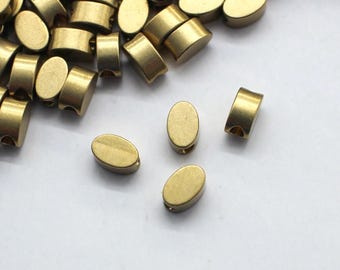 10 Tiny Oxidized Brass Oval Spacer Beads 3.5x5.5mm