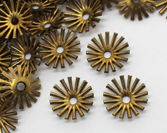4 Oxidized Brass Tiny Flower Centers 13mm