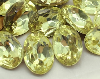 Vintage Jonquille Czech Glass Ovals ~ Piedras sueltas ~ 18x13mm ~ Joyería antigua