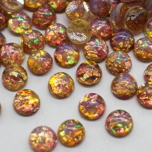 7mm Vintage Fire Opal Glass Cabochons (10)