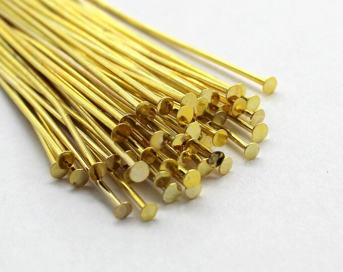 50 Vintage Brass Head Pins 1 3/4 Inch 20 Gauge Etsy