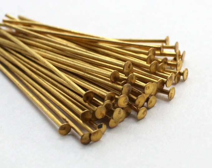 50 Vintage Brass Head Pins 1 1/2 Inch 19 Gauge Etsy