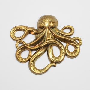 Large Oxidized Brass Octopus Pendant