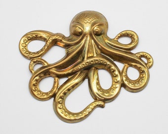 Große oxidierte Messing Oktopus Anhänger