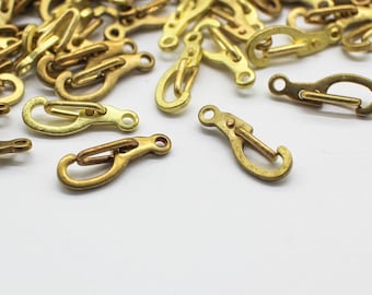 10 Tiny Vintage Oxidized Brass Industrial Clasps 4x14mm