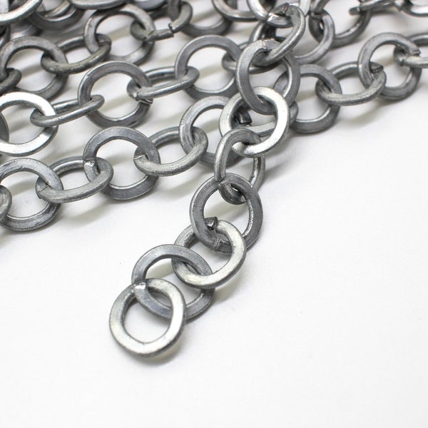 2 Feet Vintage Oxidized Silver Round Link Chain