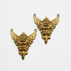 Oxidized Brass Wing Zeus Head Stamping
