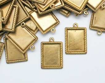 Oxidized Brass Pendant Frame Blanks – Set of 6
