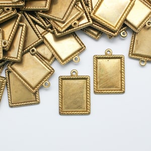Oxidized Brass Rectangle Pendant Blanks Frame Settings 12x16mm (6)