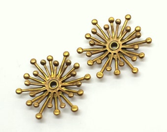 Adorable Oxidized Brass Riveted Flower Findings 21x24mm