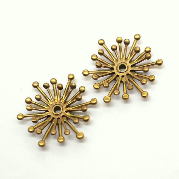 Adorable Oxidized Brass Riveted Flower Findings 21x24mm