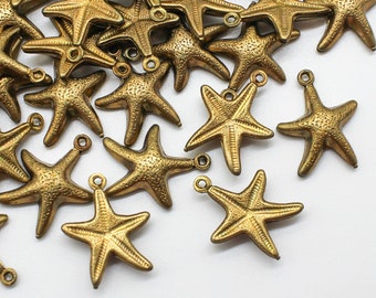 3D Laiton Oxydé Starfish Charms Pendentifs Double Face (4)