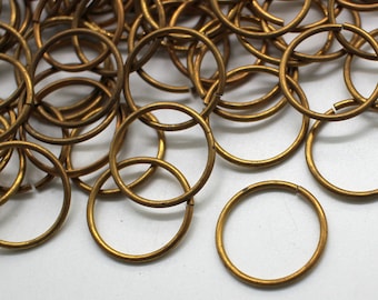 25 Vintage Oxidized Brass Jump Rings 18mm ~ 19 Gauge