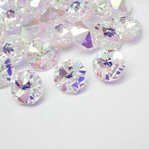 8 Preciosa Crystal AB 14mm Octagon 2 Hole Pendant Suncatcher Earrings Chandelier Parts