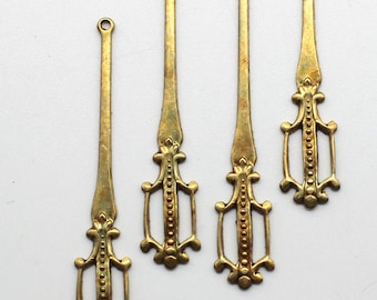 Dijes colgantes Art Déco de latón oxidado - Accesorios para pendientes