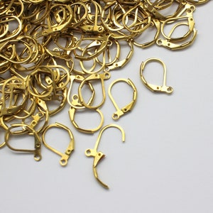 15 Pairs Brass Art Deco Leverback Earring Findings