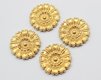 4 Brass Gerbera Daisy Flower Stampings