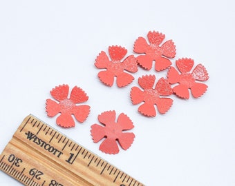 Adorable Hand Painted Coral Orange Flower Findings 20mm
