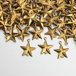10 dijes de conector de estrella de latón oxidado