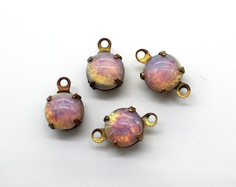 Vintage Harlequin Glass Fire Opals 7mm Choose 1 Or 2 Loops