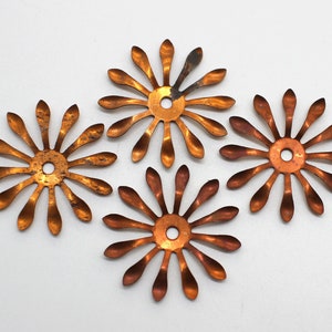 Vintage Copper Metal Flower Findings 29mm Base Metal Flowers image 1