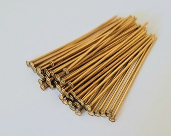 50 Vintage Oxidized Brass Head Pins 2 Inch 24 Gauge