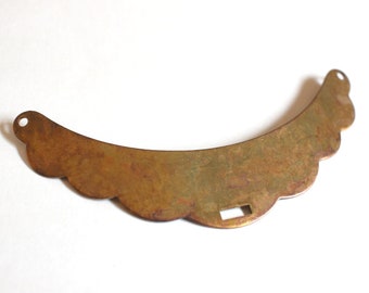 Oxidized Brass Scalloped Edge Crescent Pendant Blank 3/4&quot; x 3 1/2&quot;