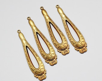 Oxidized Brass Art Deco Dangle Earring Findings