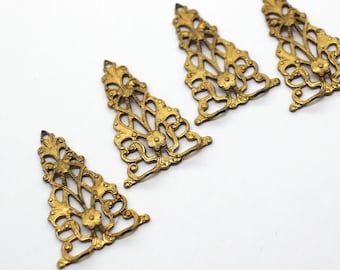 Oxidized Brass Victorian Filigree Triangular Chandelier Earring Findings