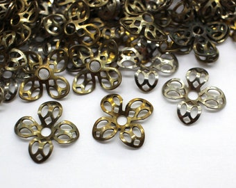 12 Vintage Oxidized Silver Small Flower Findings 12mm