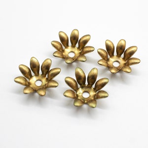 4 Oxidized Brass Flower Findings