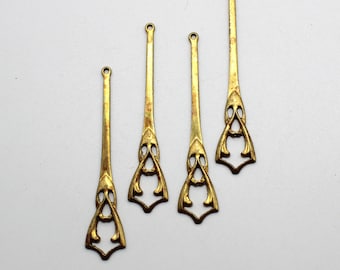 Dijes colgantes Art Déco de latón oxidado - Accesorios para pendientes