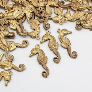Oxidized Brass Seahorse Charms Pendants Double Sided (4)