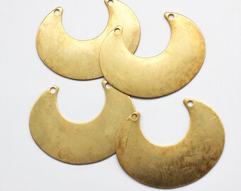 4 Oxidized Brass Small Crescent Pendant Blanks