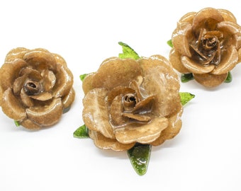 Paper Roses Encased In Resin