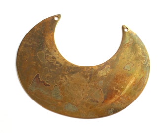 Oxidized Brass Crescent Pendant Blank