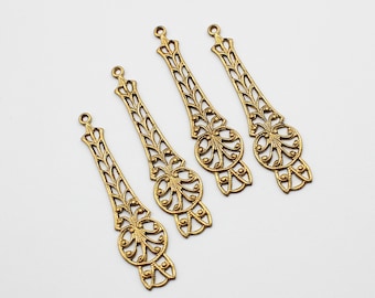 Accesorios para pendientes colgantes de filigrana Art Déco de latón oxidado