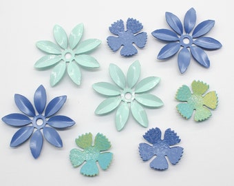 Hand Painted Vintage Flower Findings - Blue Lot