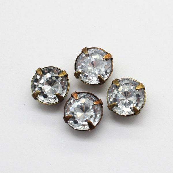 Vintage Swarovski 10mm Comet Argent Light Art Unusual Cabs Set In Oxidized Brass Settings