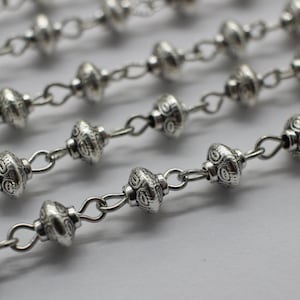 Tibetanische Stil Silber Doppelkegel Perlenkette 94 cm