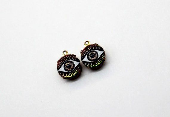 Preciosa Glass Crystal Carved Intaglio Eye Pendant 12mm Vitrail Medium