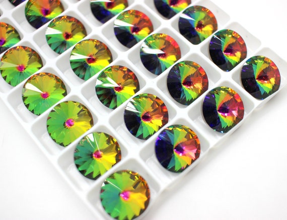Vintage Vitrail Preciosa Crystal Rivolis – 14mm – Set of 4