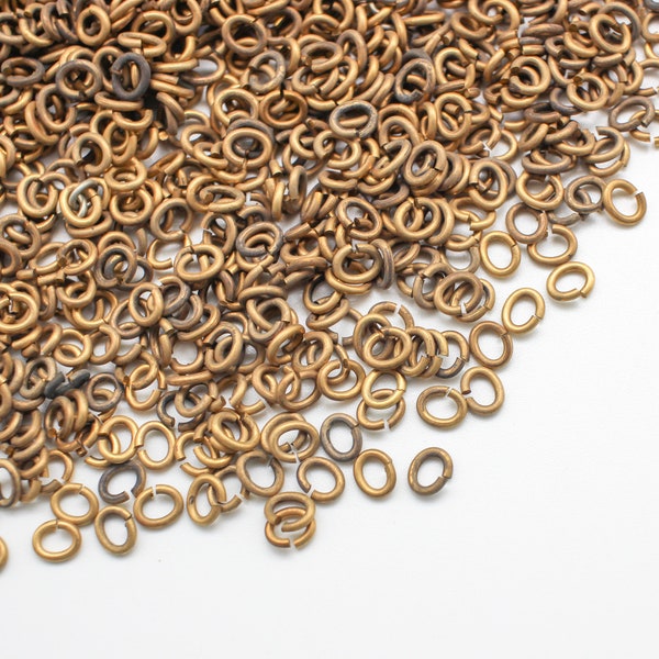 50 Vintage Oxidized Brass Tiny Jump Rings 4mm x 5mm