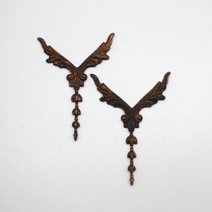 Unusual Oxidized Brass V Wing Findings image 7