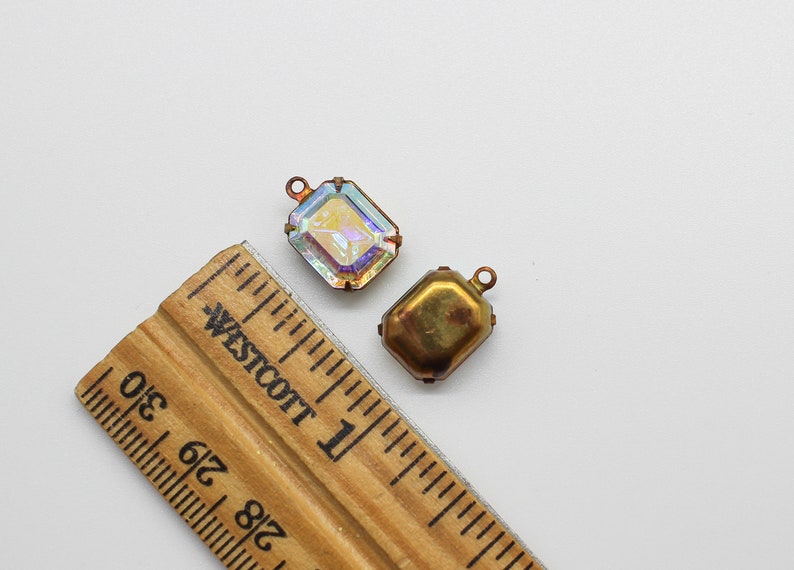 Vintage AB Kristall Swarovski Kristall TTC Mässing Oxinfattningar 10 x 12 mm Oktagon 1 Loop Hängen Örhängen Dinglar bild 6