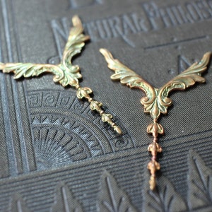 Unusual Oxidized Brass V Wing Findings image 6