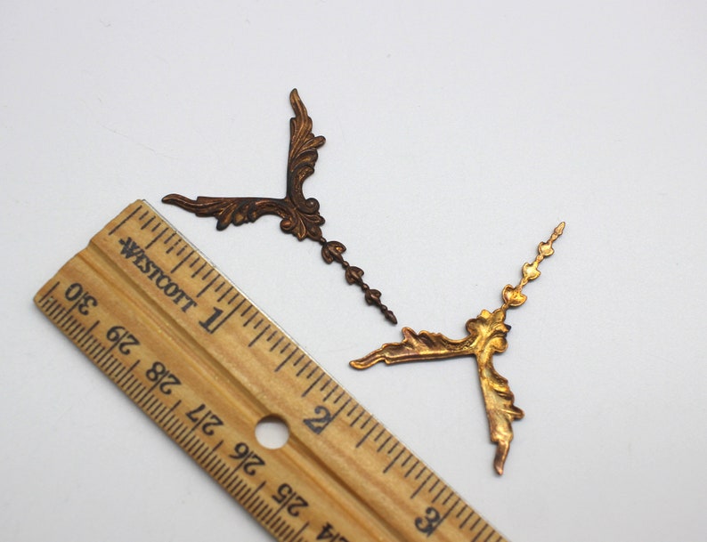 Unusual Oxidized Brass V Wing Findings image 8