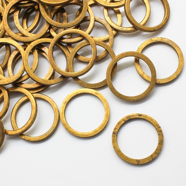 10 Vintage Heavy Duty Oxidized Brass Rings Links 24mm