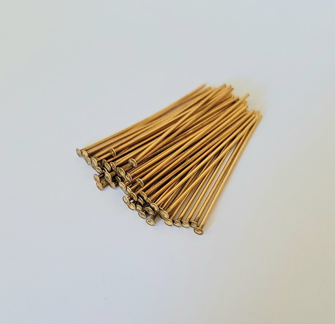 50 Vintage Brass Head Pins 2 Inch 19 Gauge Etsy